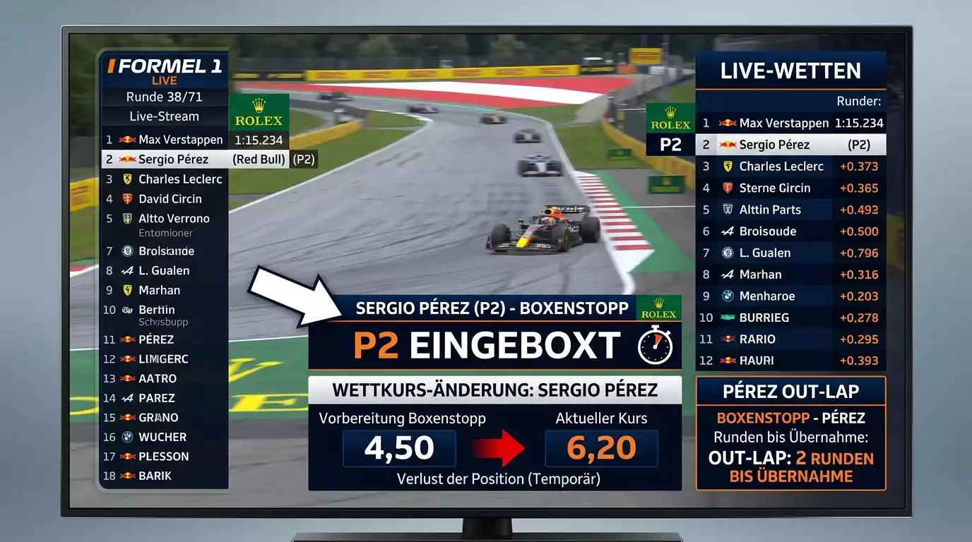 Undercut-Strategie Formel 1 Live Wetten — Quotenwirkung wenn ein Verfolger früh stoppt