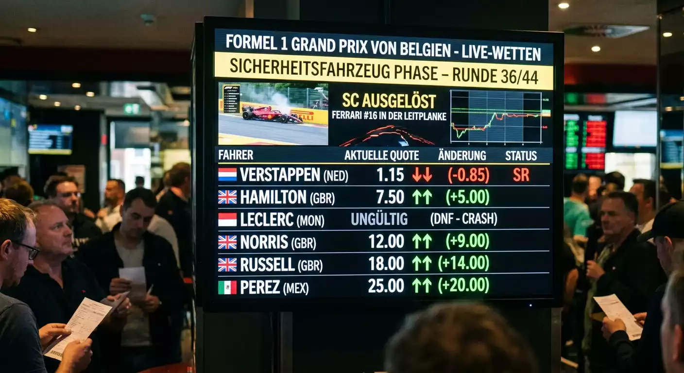 Live H2H Formel 1 Wetten: Quotenbewegung bei Safety Car und Boxenstopp für Fahrerduell-Märkte in Echtzeit