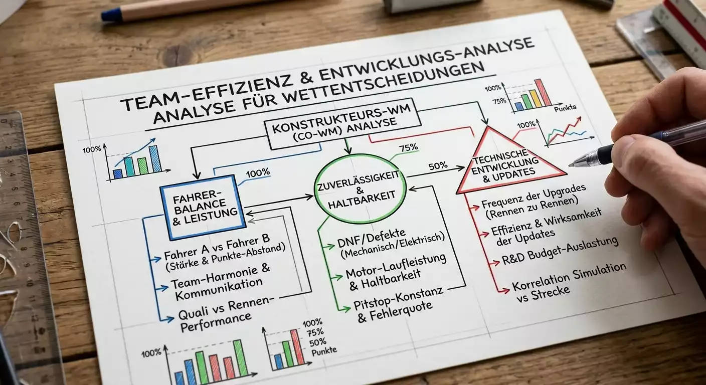 Teamanalyse Formel 1 Konstrukteurswette: Fahrerpaar-Parität, Zuverlässigkeit und Update-Frequenz als Faktoren