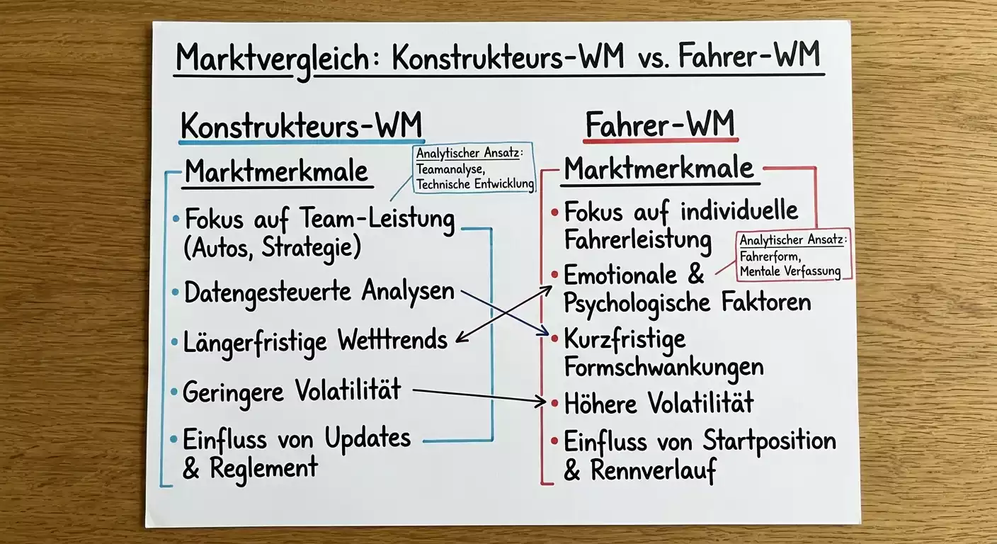Formel 1 Konstrukteurs-WM Wettmarkt: Unterschied zur Fahrerwertung und Struktur des Teamwettbewerbs