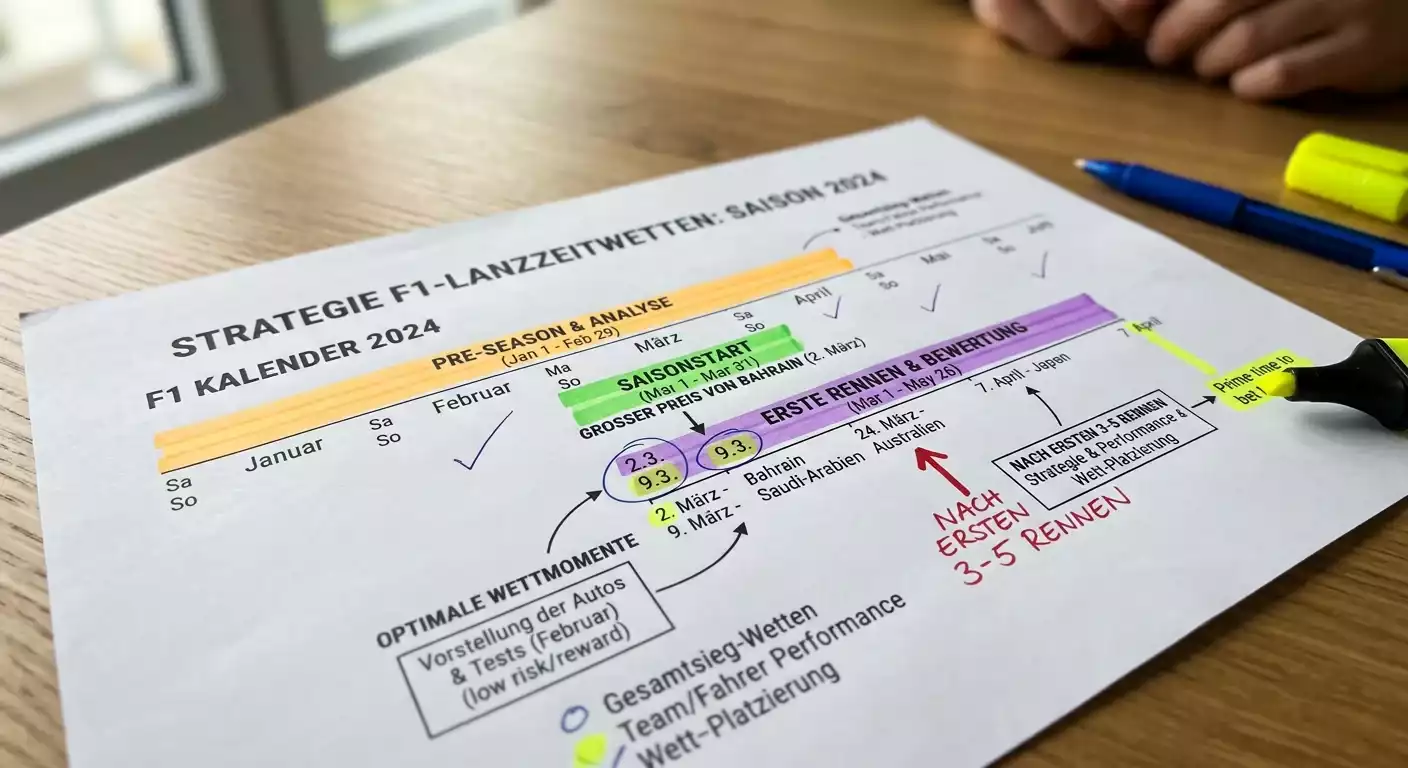 Optimaler Einstiegszeitpunkt Formel 1 Langzeitwetten: Vor dem Saisonstart vs. nach ersten Rennen der Saison