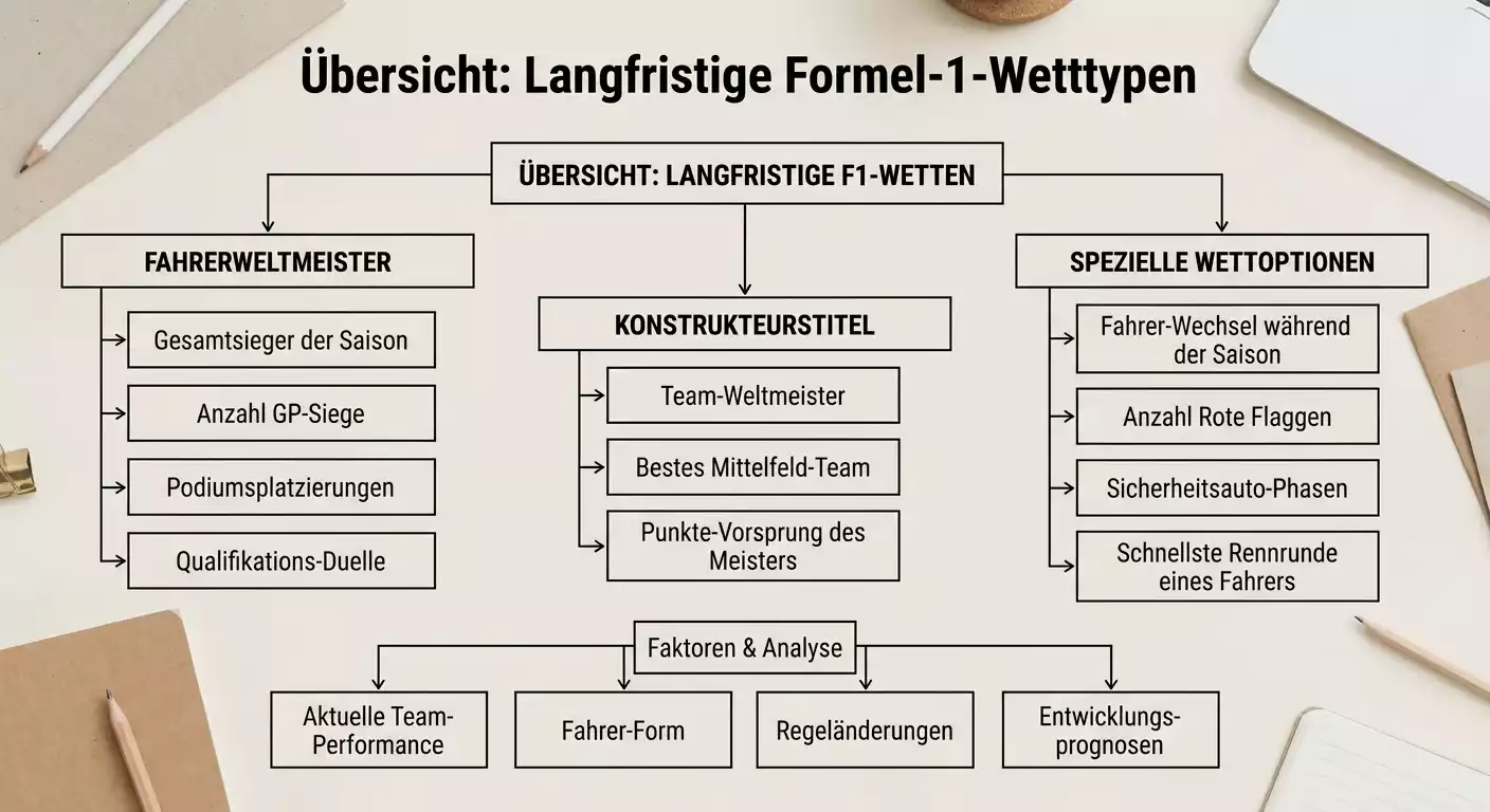 Formel 1 Langzeitwetten Märkte erklärt: Fahrerweltmeister, Konstrukteurstitel und Outright-Wetten im Überblick