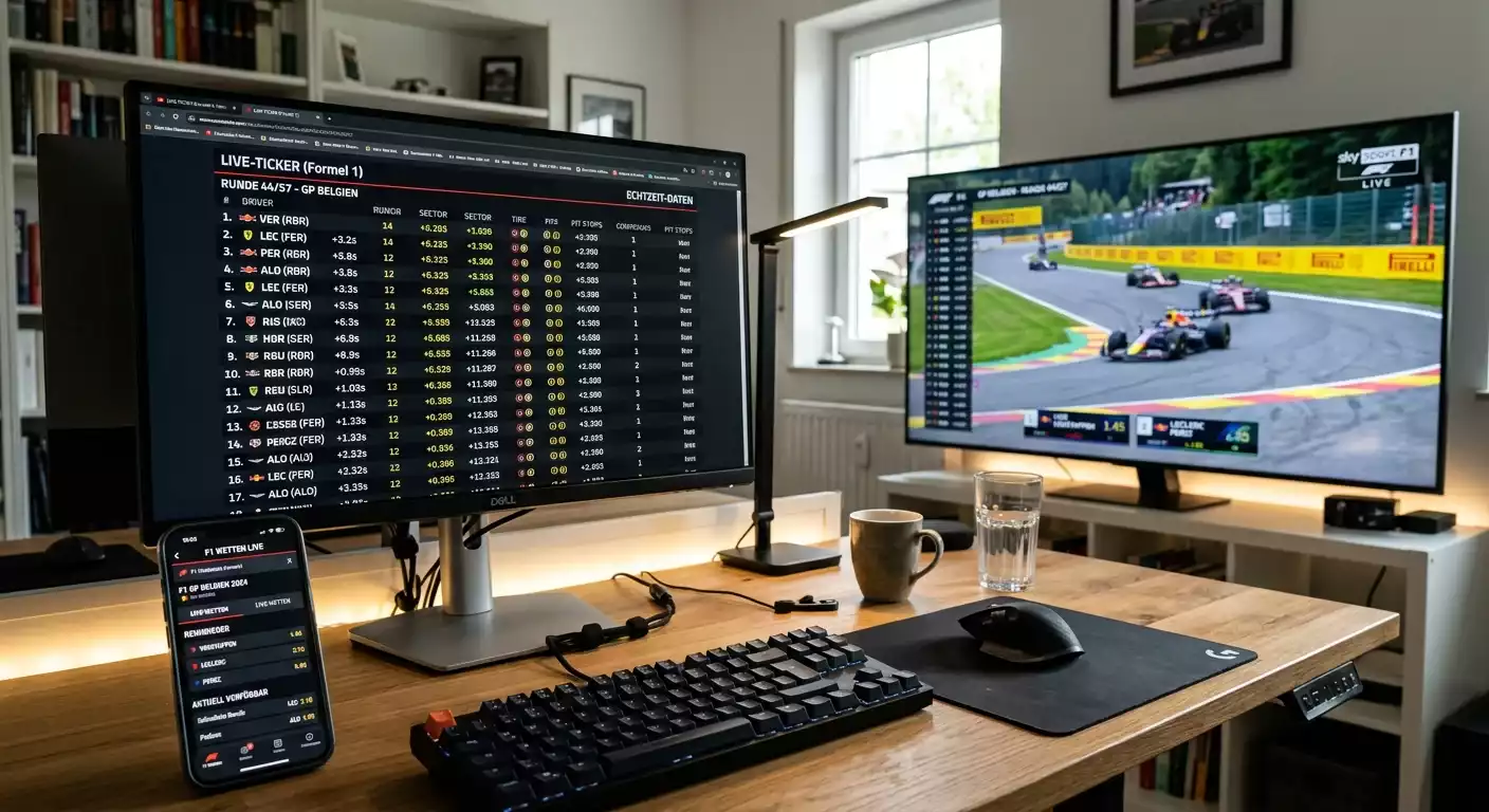 Überblick der Informationsquellen für Formel-1-Live-Wetten: Live-Ticker, TV-Stream und Buchmacher-Livestream im Vergleich