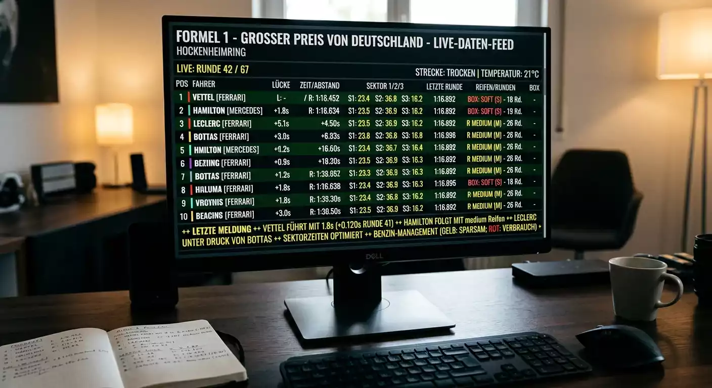 F1 Live-Ticker Datenqualität: Offizieller FIA-Datenfeed und ALT Sports Data für Formel-1-Live-Wetter