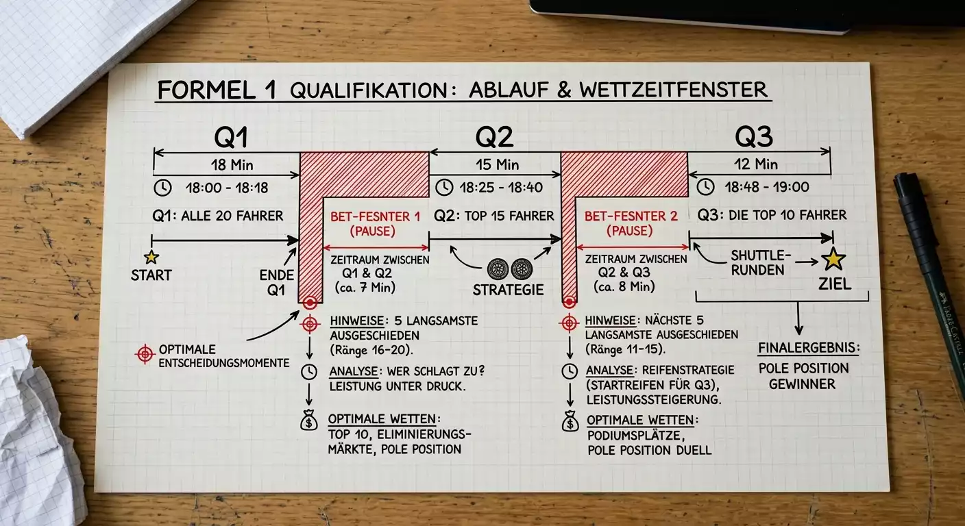 Optimales Timing Formel 1 Qualifying Wetten: Zwischen Q2 und Q3 entstehen die effizientesten Quotenfenster