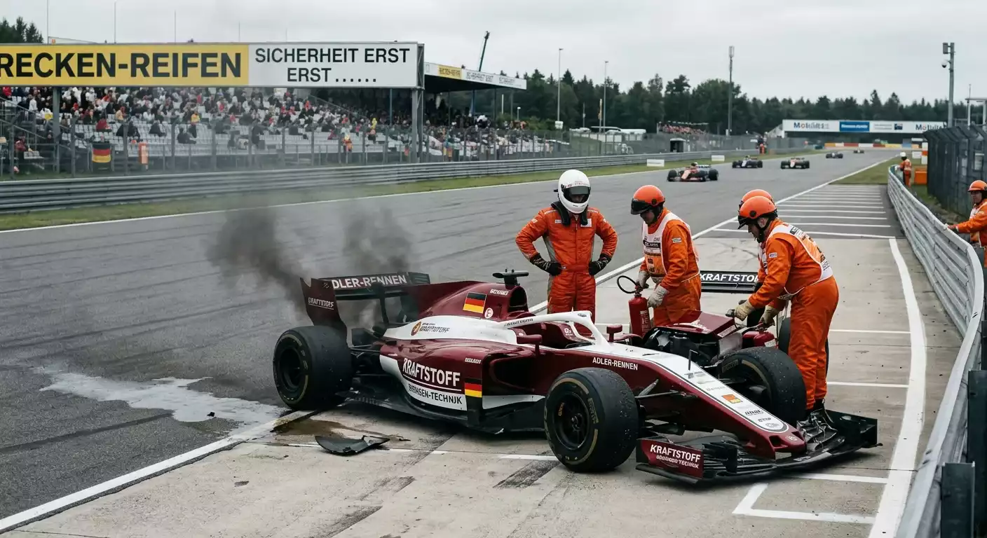 Formel-1-Fahrzeug mit Motorproblem am Streckenrand als Grundlage der Ausfall-Spezialwette
