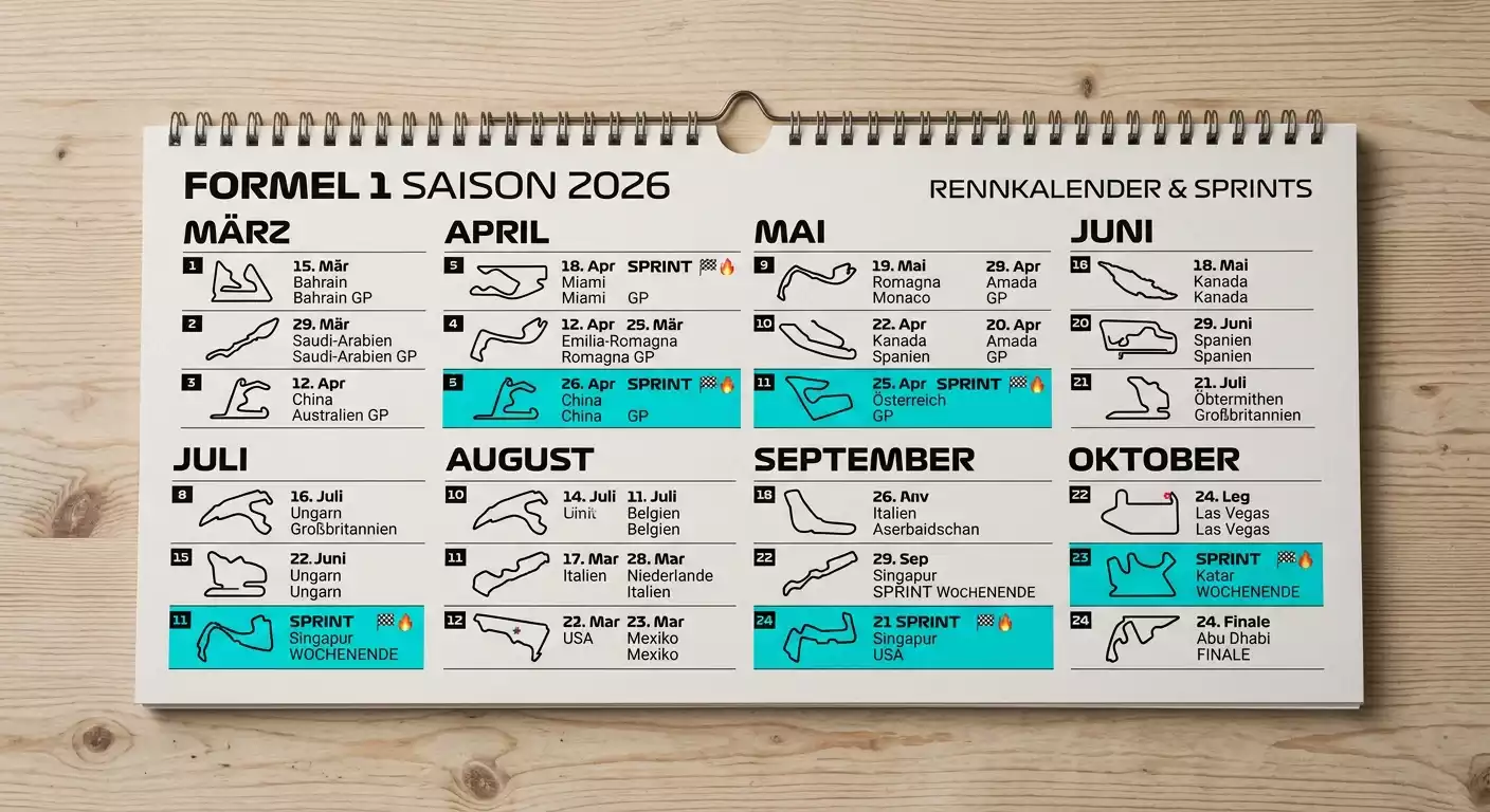 Formel 1 Sprint Wochenenden Kalender 2026: Planung und Vorbereitung für Sprint-Wetten über die Saison