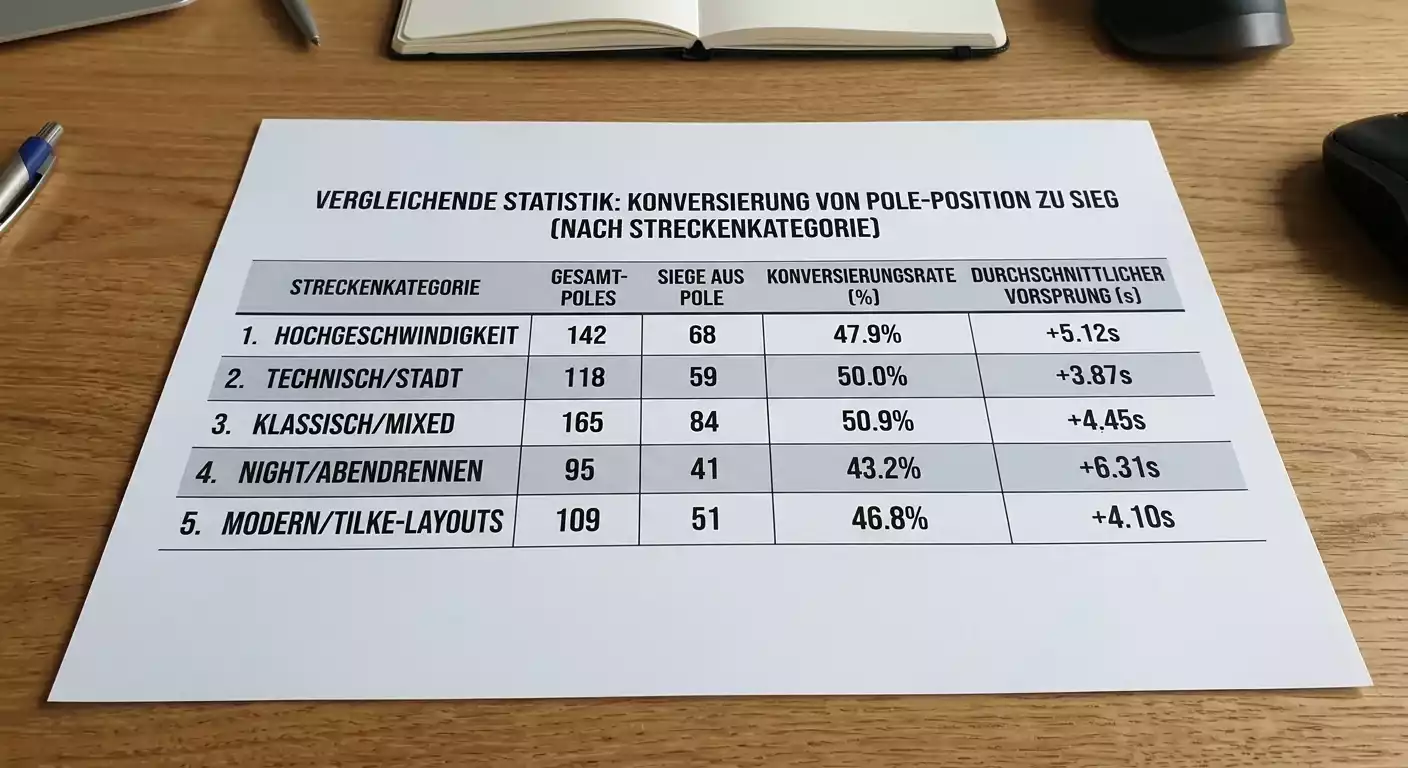 Pol-zu-Sieg-Konversion nach Formel-1-Streckentyp — Vergleich Stadtkurs und Hochgeschwindigkeitsstrecken für Wettanalyse