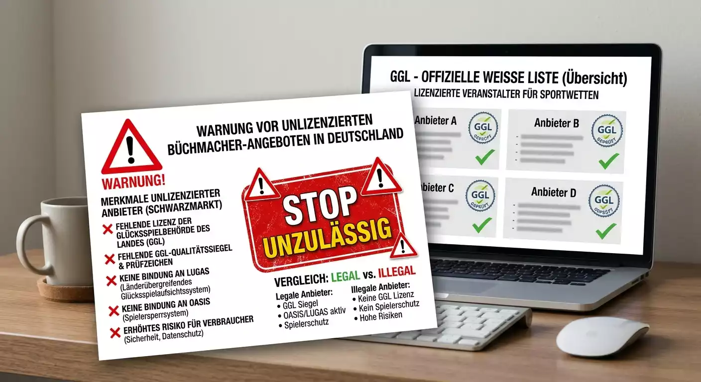 Illegale Sportwettenanbieter erkennen — Merkmale nicht lizenzierter Buchmacher und Schwarzmarkt-Risiken