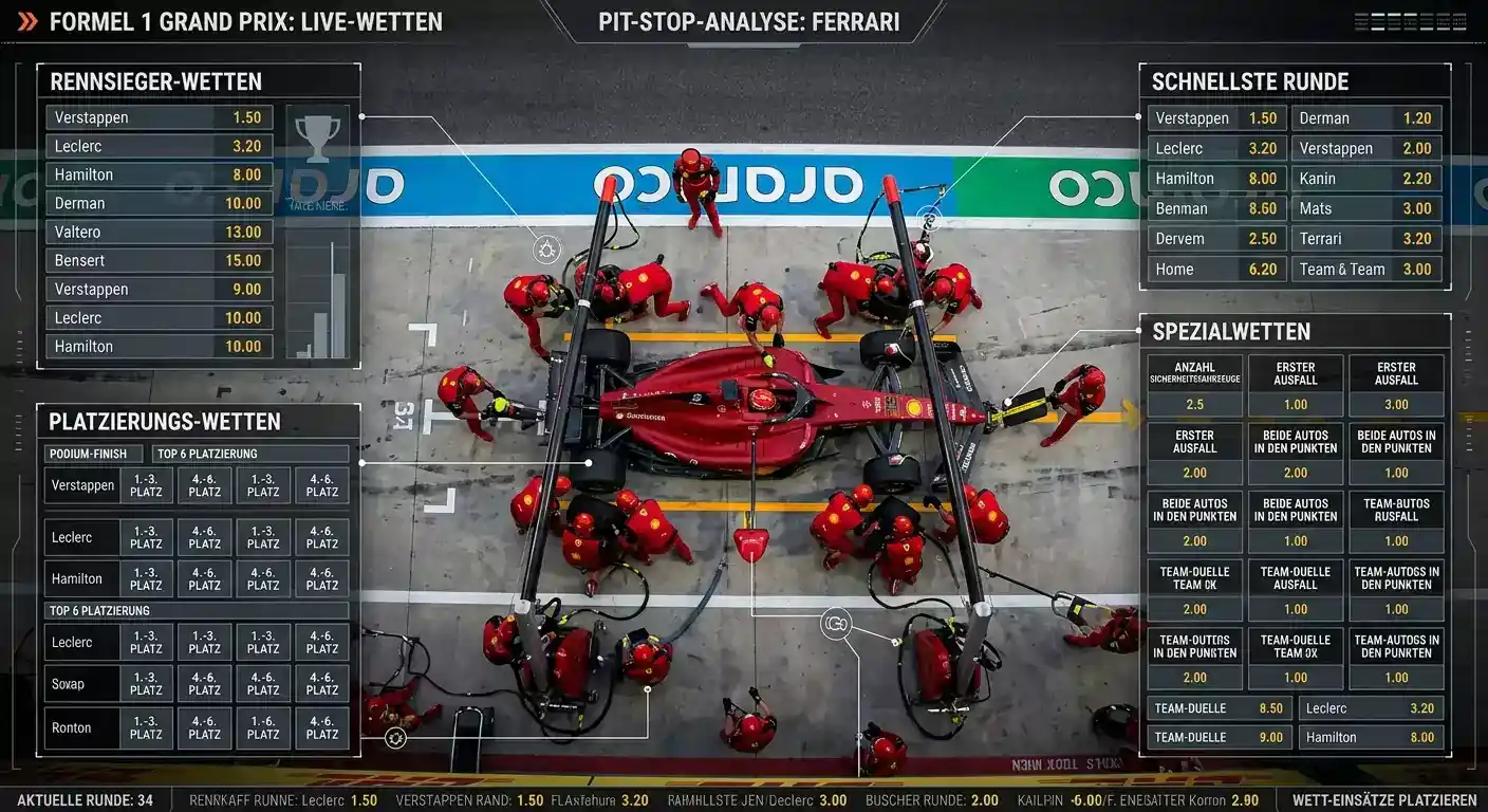 Formel-1-Wetten-App Markttiefe — Übersicht über verfügbare Live-Märkte und Wettoptionen während eines Grand Prix