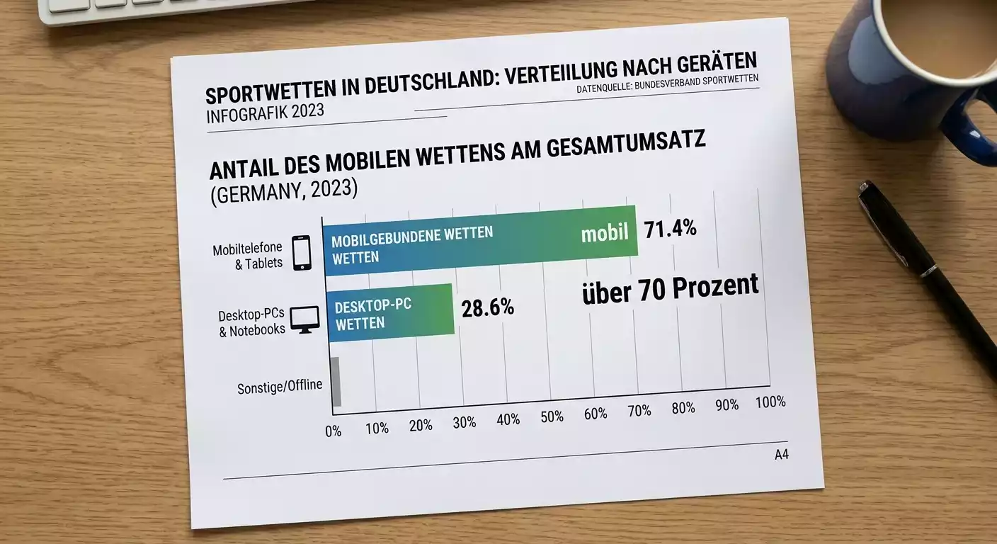 Statistik zur mobilen Nutzung von Sportwetten in Deutschland — über 70 Prozent aller Wetten werden per Smartphone platziert