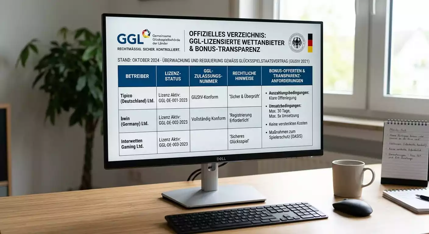 GGL-lizenzierte Anbieter als Voraussetzung für rechtssichere Bonusangebote bei Formel-1-Wetten