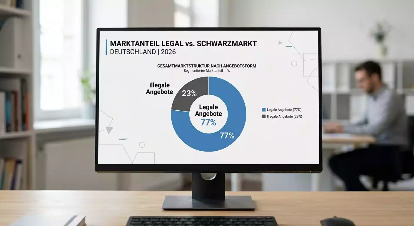 Marktanteil legaler und illegaler Sportwettenanbieter in Deutschland laut GGL-Studie 2026 im Überblick