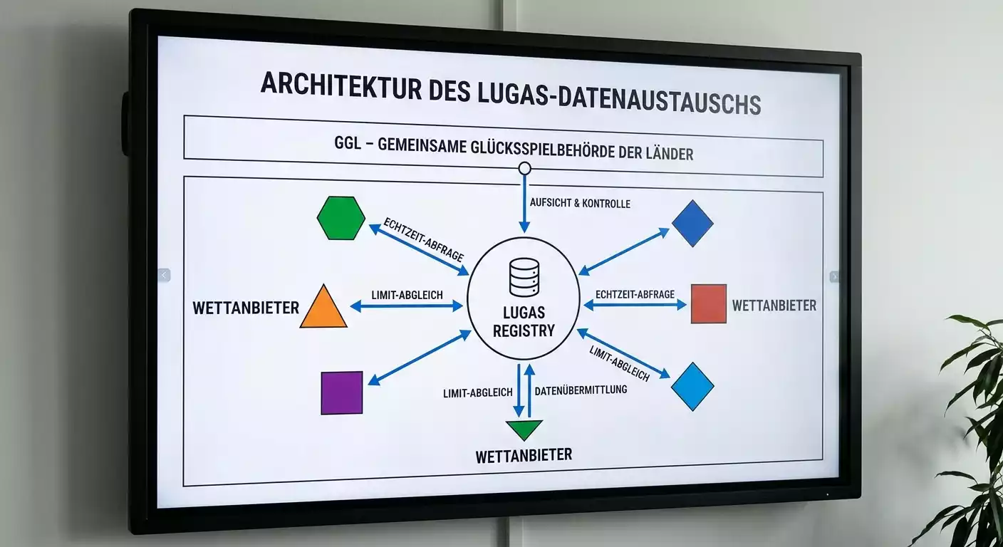 LUGAS-System Überblick — anbieterübergreifendes Glücksspielaufsichtssystem mit Echtzeit-Datenaustausch zwischen Anbietern