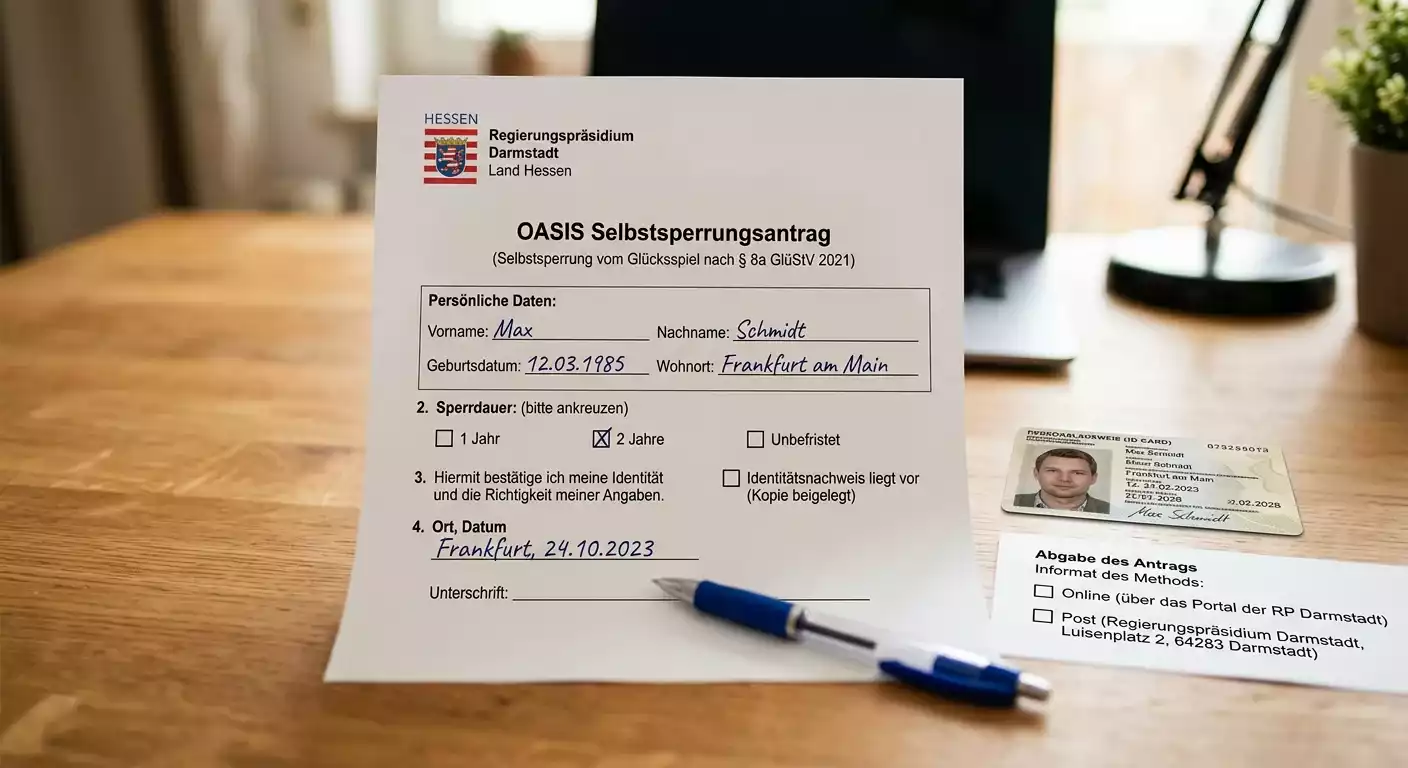 OASIS Fremdsperre für Sportwetten — Antrag durch Angehörige beim Regierungspräsidium Darmstadt