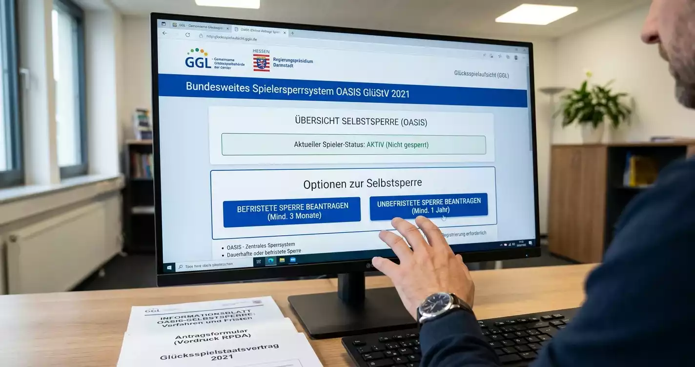 OASIS Sperrdatei Überblick — Regierungspräsidium Darmstadt betreibt bundesweites Spielersperrsystem für Sportwetten