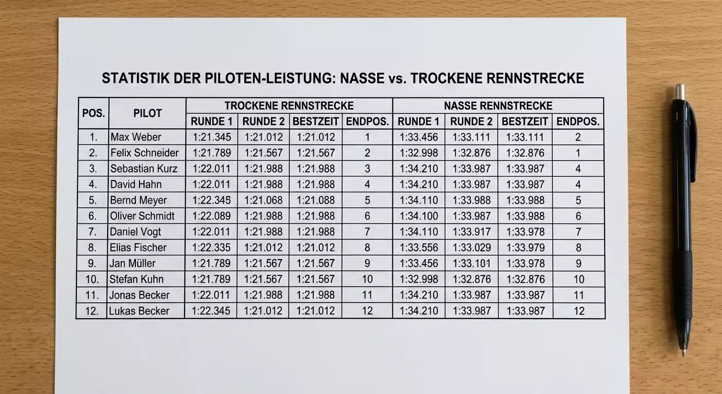 Nassrennen-Spezialisten in der Formel 1 — statistische Analyse welcher Fahrer von Regenrennen bei Wetten profitieren