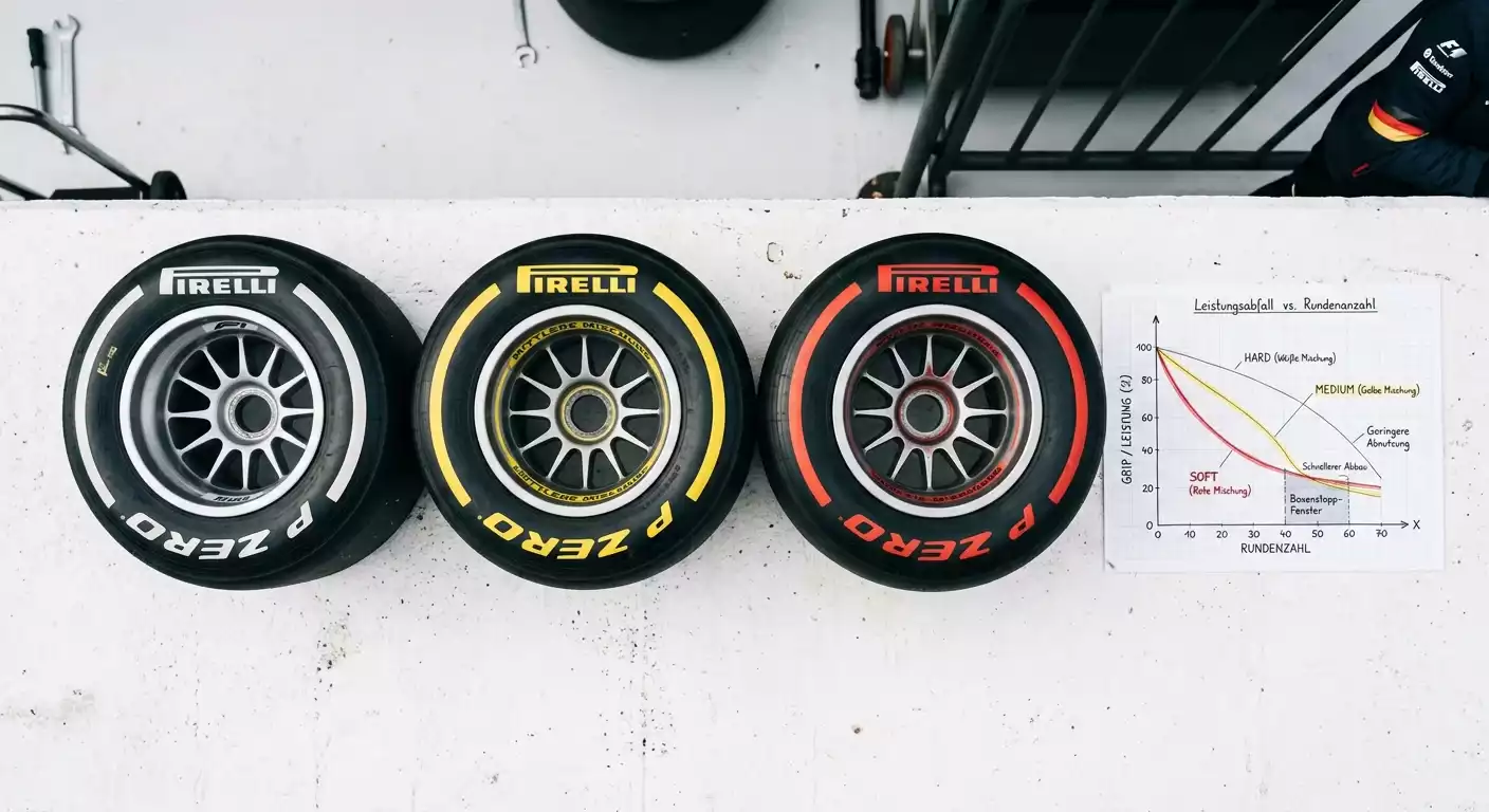 Pirelli-Compound-System bei der Formel 1 — hard, medium und soft Reifen und ihre Eigenschaften für Wettanalyse