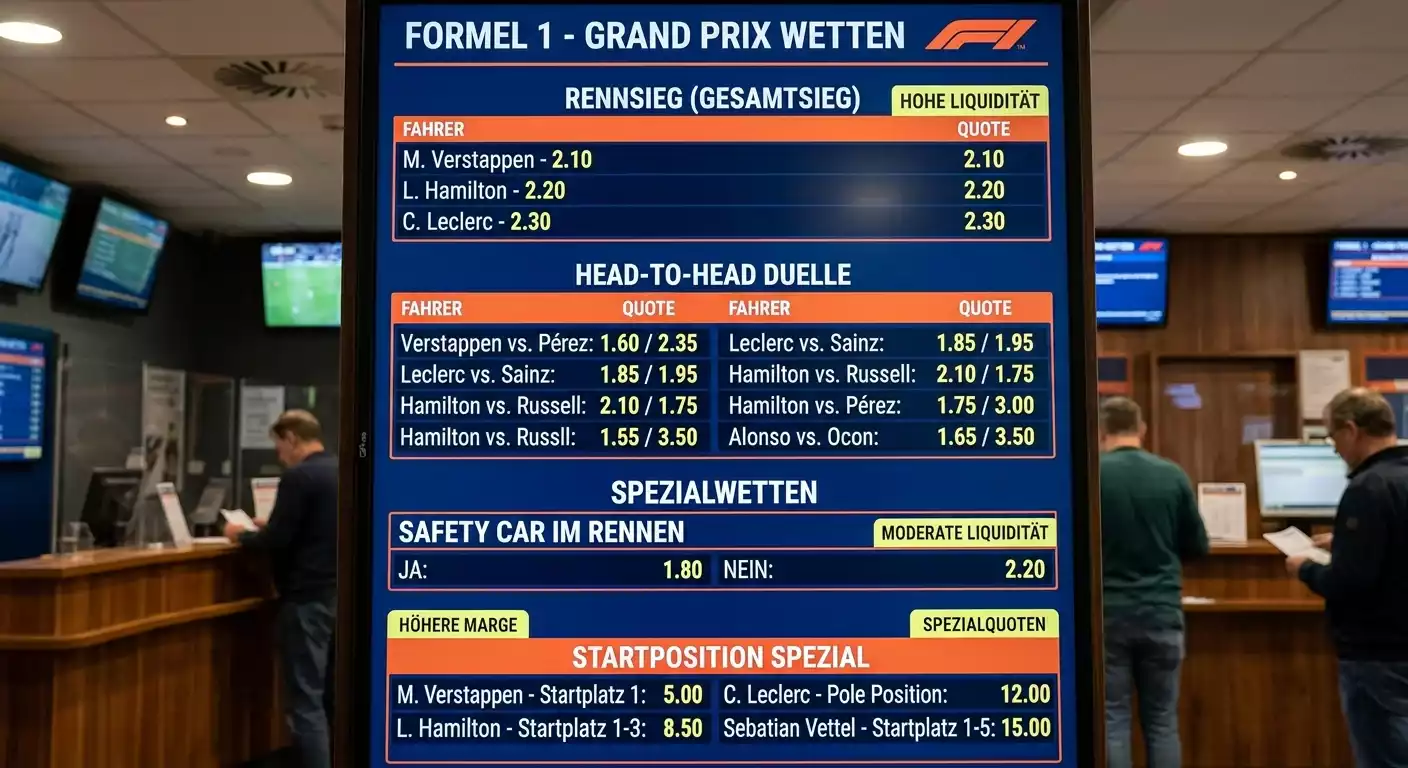F1-spezifische Märkte mit Value-Potenzial — Safety Car, Head-to-Head und Qualifying-Wetten im Überblick